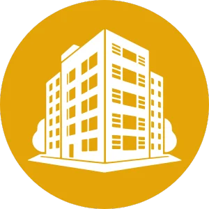 Icon of a multi-storey apartment building representing flats and apartments