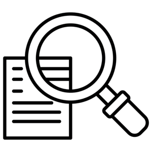 Magnifying glass inspecting a document representing transparent property details.