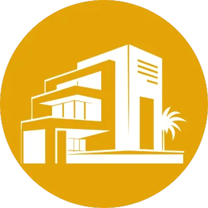 Modern villa icon with clean architectural lines